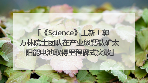 《Science》上新！郭万林院士团队在产业级钙钛矿太阳能电池取得里程碑式突破