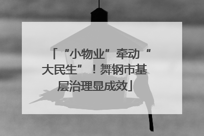 “小物业”牵动“大民生”！舞钢市基层治理显成效