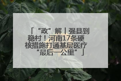 “政”解丨强县到稳村！河南17条硬核措施打通基层医疗“最后一公里”
