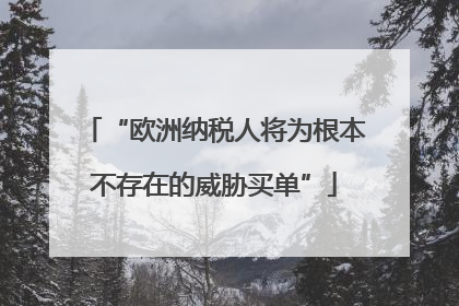 “欧洲纳税人将为根本不存在的威胁买单”