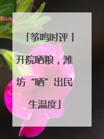 筝鸣时评丨开院晒粮，潍坊“晒”出民生温度