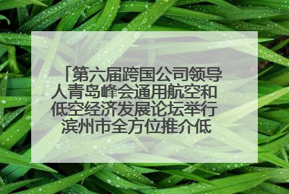 第六届跨国公司领导人青岛峰会通用航空和低空经济发展论坛举行 滨州市全方位推介低空经济发展优势