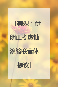 美媒：伊朗正考虑铀浓缩联营体提议