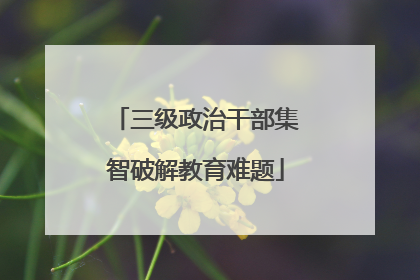 三级政治干部集智破解教育难题