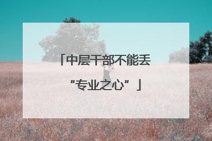 中层干部不能丢“专业之心”