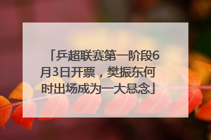乒超联赛第一阶段6月3日开票，樊振东何时出场成为一大悬念