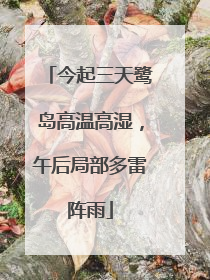 今起三天鹭岛高温高湿，午后局部多雷阵雨
