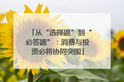 从“选择题”到“必答题”：消费与投资必将协同突围