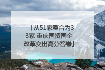 从51家整合为33家 重庆国资国企改革交出高分答卷