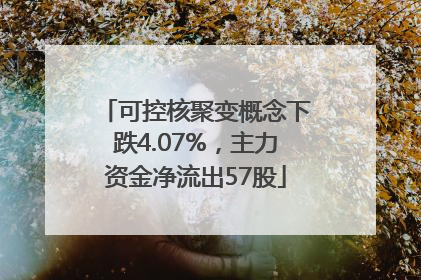 可控核聚变概念下跌4.07%，主力资金净流出57股
