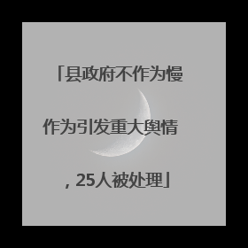 县政府不作为慢作为引发重大舆情，25人被处理