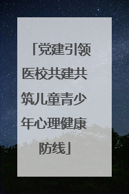 党建引领医校共建共筑儿童青少年心理健康防线