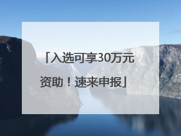 入选可享30万元资助！速来申报