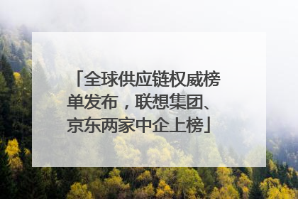 全球供应链权威榜单发布，联想集团、京东两家中企上榜