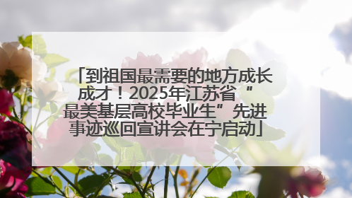 到祖国最需要的地方成长成才！2025年江苏省“最美基层高校毕业生”先进事迹巡回宣讲会在宁启动