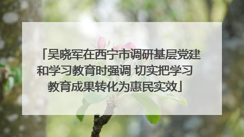 吴晓军在西宁市调研基层党建和学习教育时强调 切实把学习教育成果转化为惠民实效