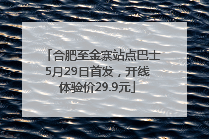 合肥至金寨站点巴士5月29日首发，开线体验价29.9元