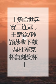 多哈世乒赛三连冠，王楚钦/孙颖莎收下兹·赫杜塞克杯复刻奖杯