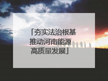 夯实法治根基 推动河南能源高质量发展