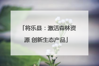 将乐县：激活森林资源 创新生态产品