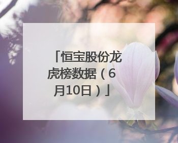 恒宝股份龙虎榜数据（6月10日）