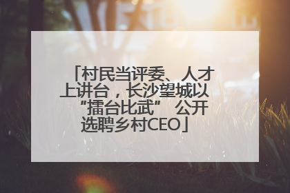 村民当评委、人才上讲台，长沙望城以“擂台比武” 公开选聘乡村CEO