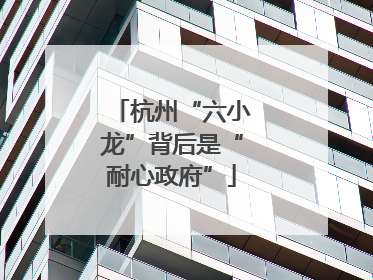 杭州“六小龙”背后是“耐心政府”