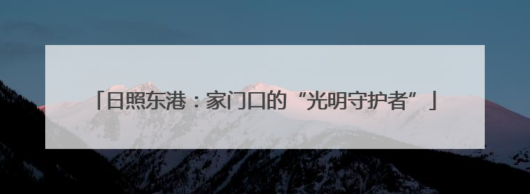 日照东港：家门口的“光明守护者”