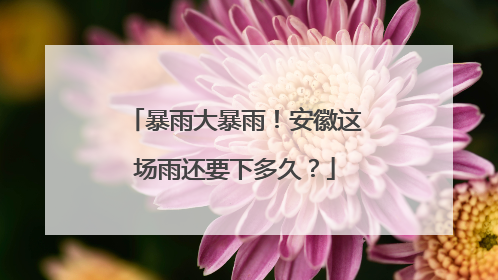 暴雨大暴雨！安徽这场雨还要下多久？