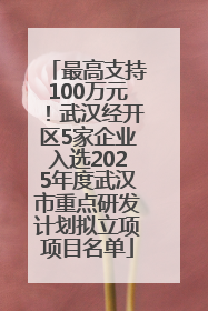 最高支持100万元！武汉经开区5家企业入选2025年度武汉市重点研发计划拟立项项目名单