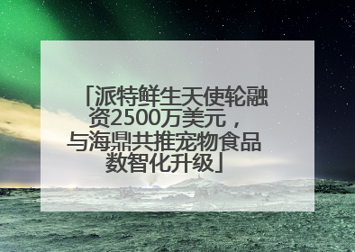 派特鲜生天使轮融资2500万美元，与海鼎共推宠物食品数智化升级