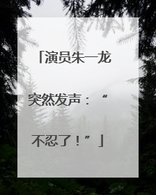 演员朱一龙突然发声：“不忍了！”