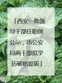西安一批领导干部任职前公示，市公安局两干部拟学历破格提拔