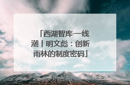西湖智库·一线潮丨明文彪：创新雨林的制度密码