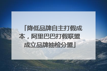 降低品牌自主打假成本，阿里巴巴打假联盟成立品牌抽检分盟
