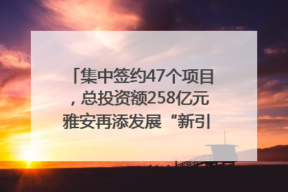 集中签约47个项目，总投资额258亿元 雅安再添发展“新引擎”｜数读西投